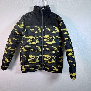 Magellan Outdoors Kids Puffer Jacket - Black and Yellow Camo